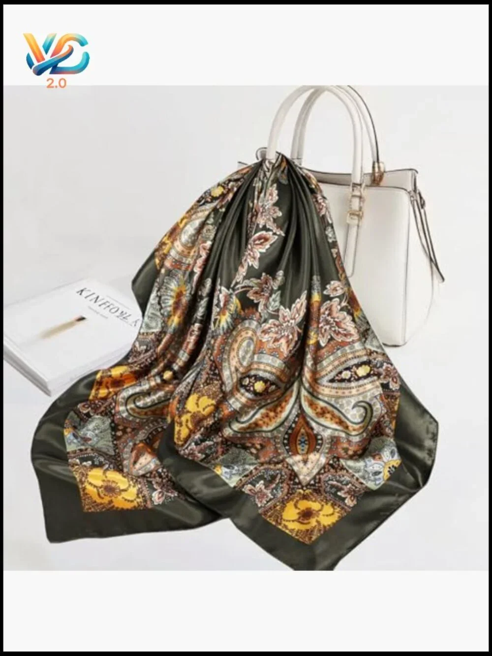 Large Square Satin Head Scarf Versatile Hair Bandana Wrap 35 inch